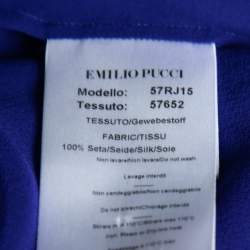 Pre Owned Emilio Pucci Blue Silk Ruffle Detailed Collar Button Front Shirt M
