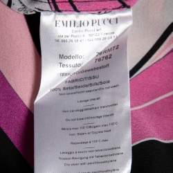 Pre Owned Emilio Pucci Multicolor Printed Silk Pleated Front Blouse M