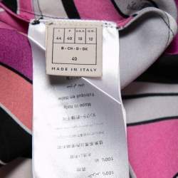 Pre Owned Emilio Pucci Multicolor Printed Silk Pleated Front Blouse M