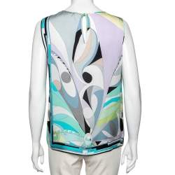Emilio Pucci Multicolor Printed Silk Sleeveless Top M