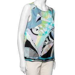 Emilio Pucci Multicolor Printed Silk Sleeveless Top M