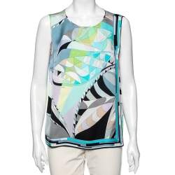 Emilio Pucci Multicolor Printed Silk Sleeveless Top M