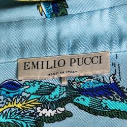 Pre Owned Emilio Pucci Blue Printed Silk Shirt M