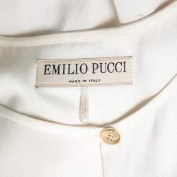 Emilio Pucci White Silk Pleated Front Sleeveless Blouse M