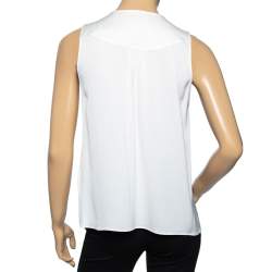 Emilio Pucci White Silk Pleated Front Sleeveless Blouse M