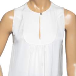 Emilio Pucci White Silk Pleated Front Sleeveless Blouse M