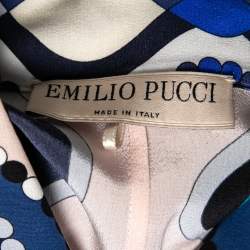 Pre Owned Emilio Pucci Multicolor Pattern Printed Silk Kimono Sleeves Shirt M