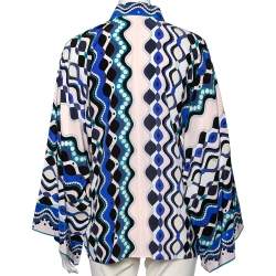 Pre Owned Emilio Pucci Multicolor Pattern Printed Silk Kimono Sleeves Shirt M