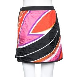 Pre Owned Emilio Pucci Multicolor Quilted Pattern Cotton Mini Skirt M