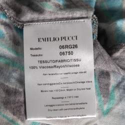 Pre Owned Emilio Pucci Multicolor Printed Jersey Short Sleeve Dress L