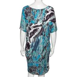 Pre Owned Emilio Pucci Multicolor Printed Jersey Short Sleeve Dress L