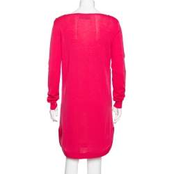 Pre Owned Emilio Pucci Pink Patterned Knit Wool Long Sleeve Dress M