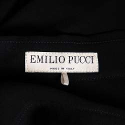 Pre Owned Emilio Pucci Black Silk Ruffle Trim Detailed Button Front Shirt M