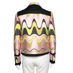 Pre Owned Emilio Pucci Pink & Green Wave Jacquard Blazer M