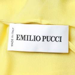 Emilio Pucci Yellow Silk Pleated Detail Kaftan Maxi Dress M