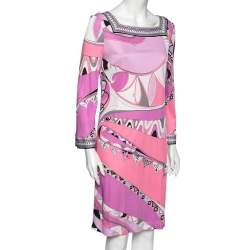 Pre Owned Emilio Pucci Multicolor Printed Jersey Dress L