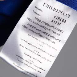 Pre Owned Emilio Pucci Blue Printed Jersey Midi Dress M