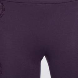 Pre Owned Emilio Pucci Purple Knit & Lace Inset Leggings S