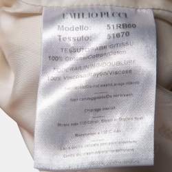 Pre Owned Emilio Pucci Cream Cotton Embellished Neck Detail Jacket S