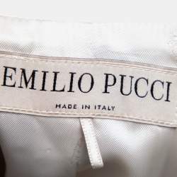 Pre Owned Emilio Pucci Cream Cotton Embellished Neck Detail Jacket S