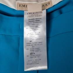 Pre Owned Emilio Pucci Blue Crepe High Waisted Palazzo Trousers M