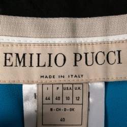 Pre Owned Emilio Pucci Blue Crepe High Waisted Palazzo Trousers M