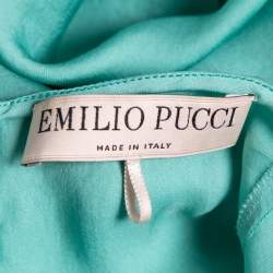 Pre Owned Emilio Pucci Green Silk Sleeveless Top S