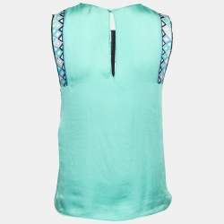 Pre Owned Emilio Pucci Green Silk Sleeveless Top S