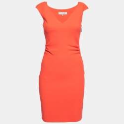 Emilio Pucci Coral Wool Gathered Detail Sleeveless Dress S