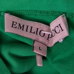 Emilio Pucci Green Cotton & Silk Contrast Sleeve Detail T-Shirt L