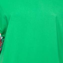 Emilio Pucci Green Cotton & Silk Contrast Sleeve Detail T-Shirt L