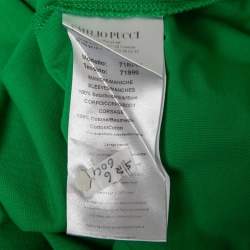 Emilio Pucci Green Cotton & Silk Contrast Sleeve Detail T-Shirt L