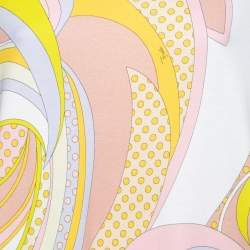 Pre Owned Emilio Pucci Multicolor Printed Cotton Ruffled Hem Detail Blouse S