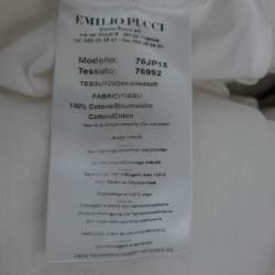 Pre Owned توب إميليو بوتشي أبيض بطبعة الشعارورقبة مستديرة مقاس كبير - لارج