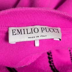 Pre Owned Emilio Pucci Pink Sequin Logo Cotton Crew Neck Sweatshirt M