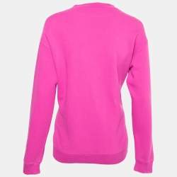 Pre Owned Emilio Pucci Pink Sequin Logo Cotton Crew Neck Sweatshirt M