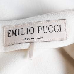 Pre Owned Emilio Pucci Light Cream Wool Crepe Short Dress S