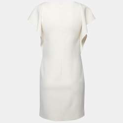 Pre Owned Emilio Pucci Light Cream Wool Crepe Short Dress S