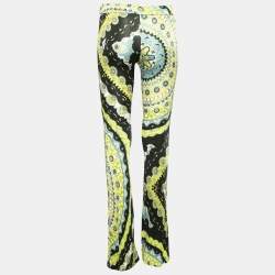 مملوكة مسبقًا Emilio Pucci Navy Blue Floral Printed Jersey Flared Pants S