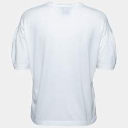 Pre Owned Emilio Pucci White Logo Printed Cotton Short Sleeve T-Shirt S