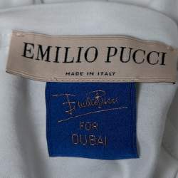 Pre Owned Emilio Pucci White Logo Printed Cotton Short Sleeve T-Shirt S