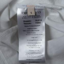 Pre Owned Emilio Pucci White Logo Printed Cotton Short Sleeve T-Shirt S