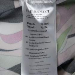 Pre Owned Emilio Pucci Multicolor Printed Jersey & Silk Ruffle Trimmed Top M