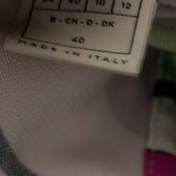 Pre Owned Emilio Pucci Multicolor Printed Jersey & Silk Ruffle Trimmed Top M