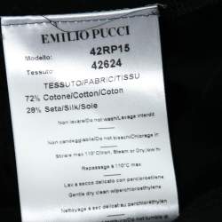 Pre Owned Emilio Pucci Black Cotton Bead Embroidered Embellished Round Neck T-Shirt S