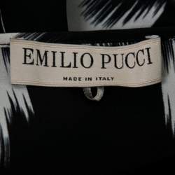 Pre Owned Emilio Pucci Multicolor Printed Silk Ruffled Sleeve Blouse S