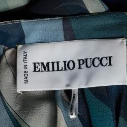 Emilio Pucci Multicolor Printed Silk Embellished Blouse S