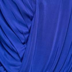 Emilio Pucci Blue Jersey Wrap Effect Pleated Blouse M