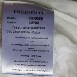Pre Owned Emilio Pucci Ivory Cotton Voile Embellished One Shoulder Dress L