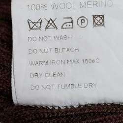 Pre Owned Emilio Pucci Vintage Brown Ribbed Wool Button Front Cardigan S